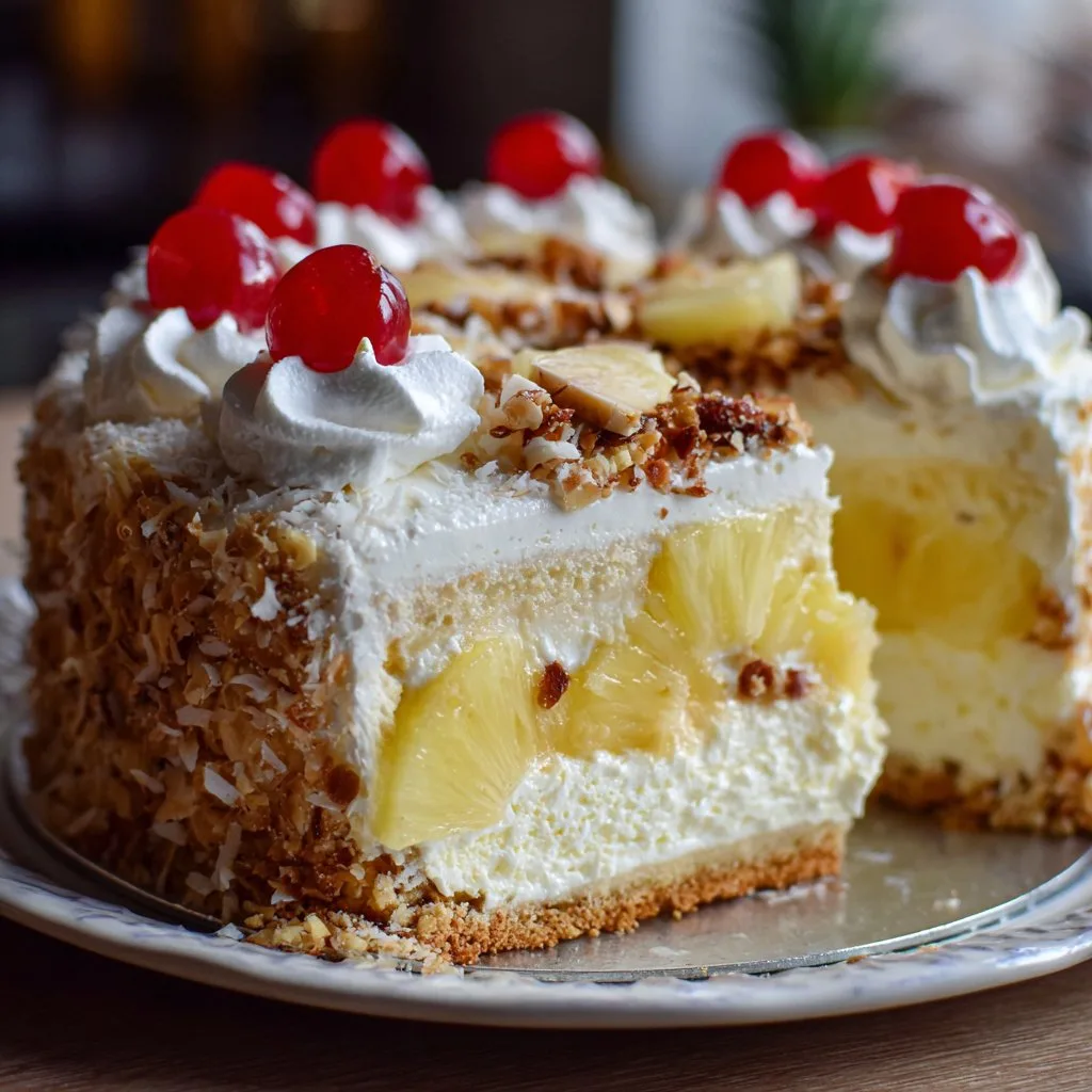 Pineapple Coconut Ice Cream Cake
