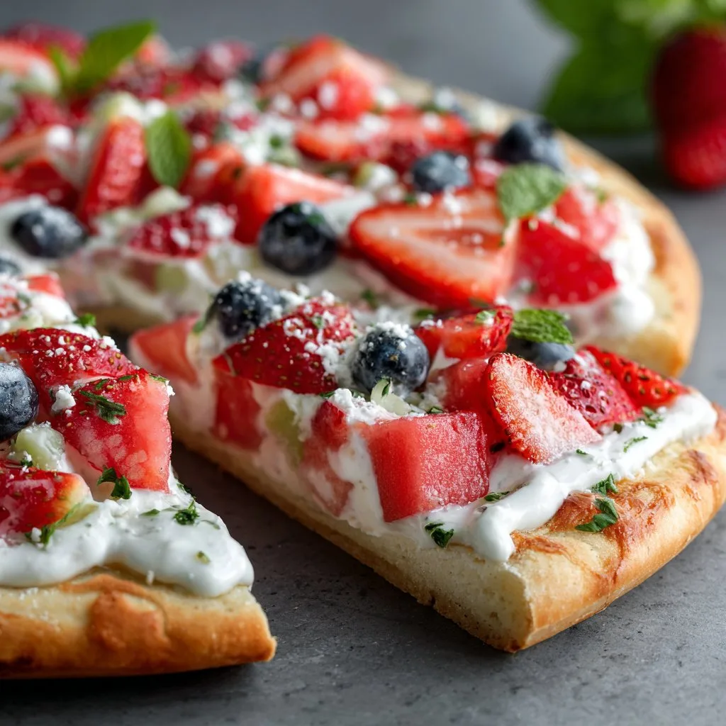 Watermelon Pizza with Fruit and Yogurt
