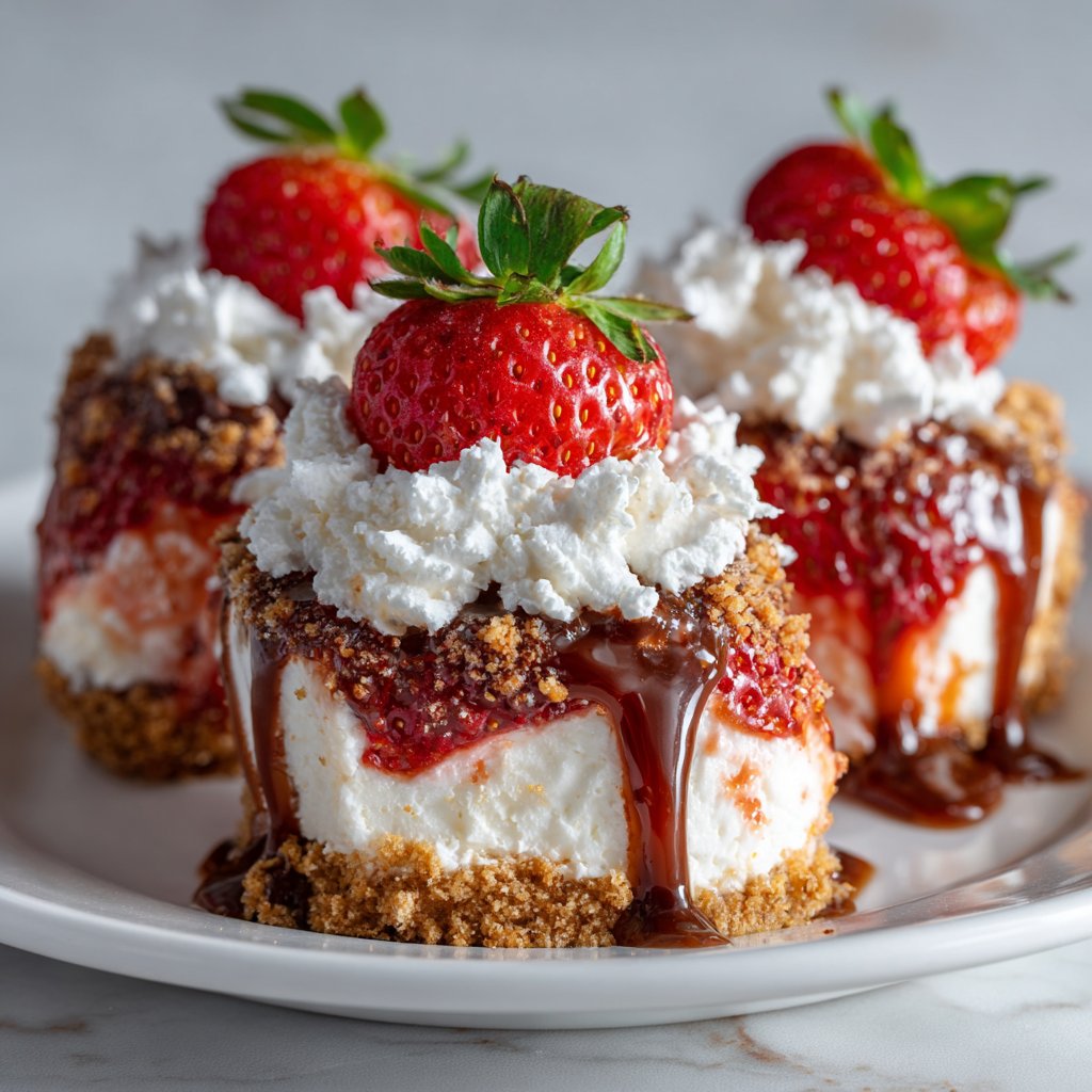 Frozen Cheesecake Stuffed Strawberries