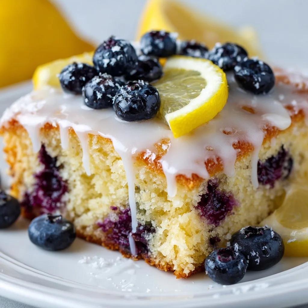 Lemon Blueberry Sheet Cake with Lemon Glaze