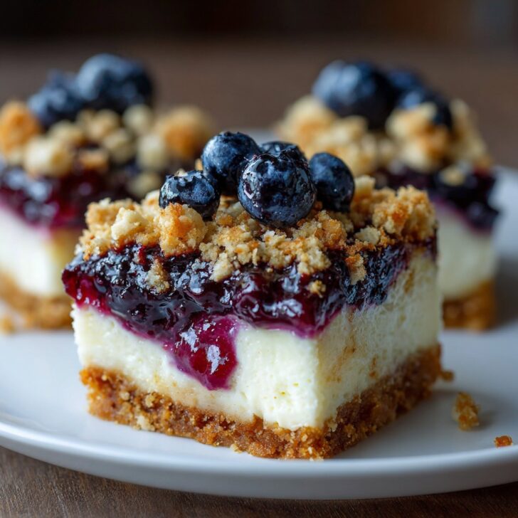 Blueberry Crisp Cheesecake Bars