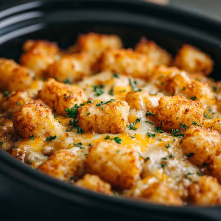 Cheesy Slow Cooker Tater Tot Casserole That Practically Cooks Itself