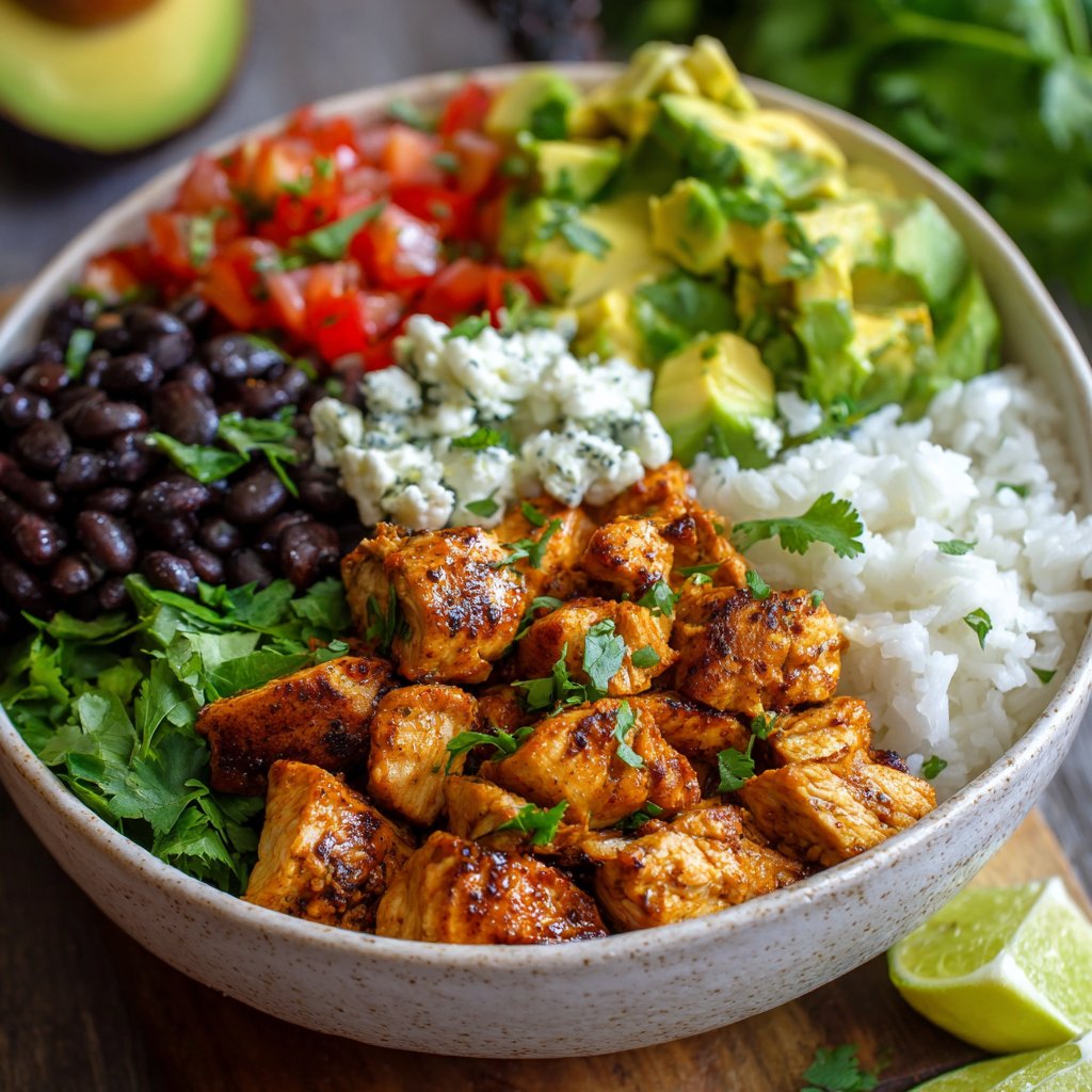 Chicken Bowl with Black Beans and Avocado