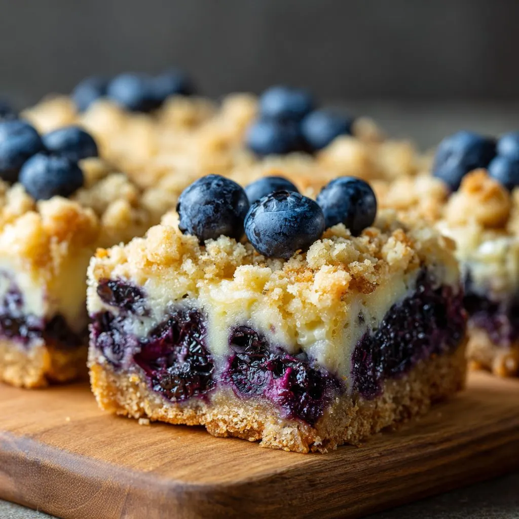 Blueberry Cheesecake Crumble Bars with Streusel