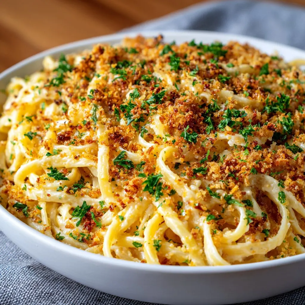 Garlic Butter Pasta with Crispy Breadcrumbs