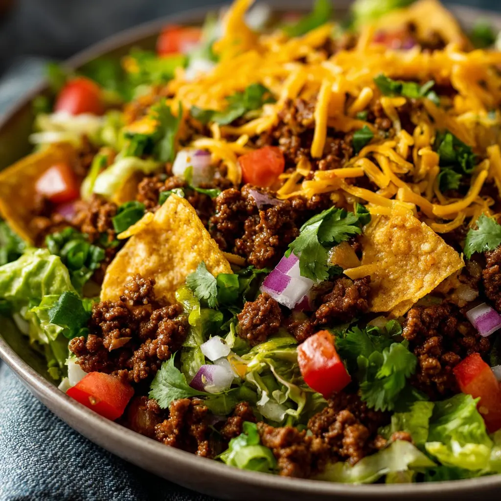 Quick Taco Salad with Seasoned Ground Beef