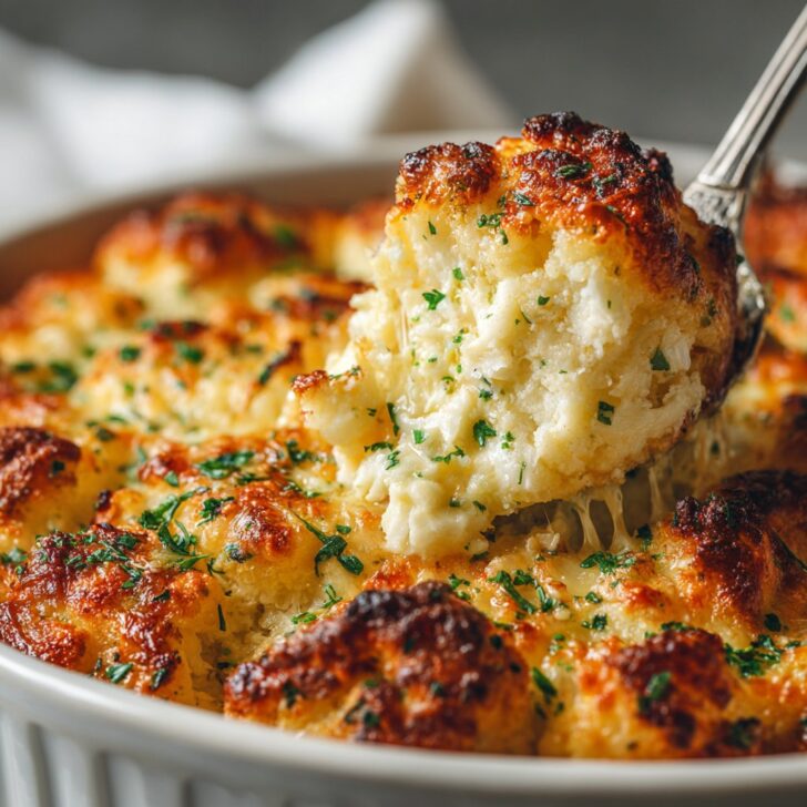 Keto Cheesy Cauliflower Bake with Garlic Butter