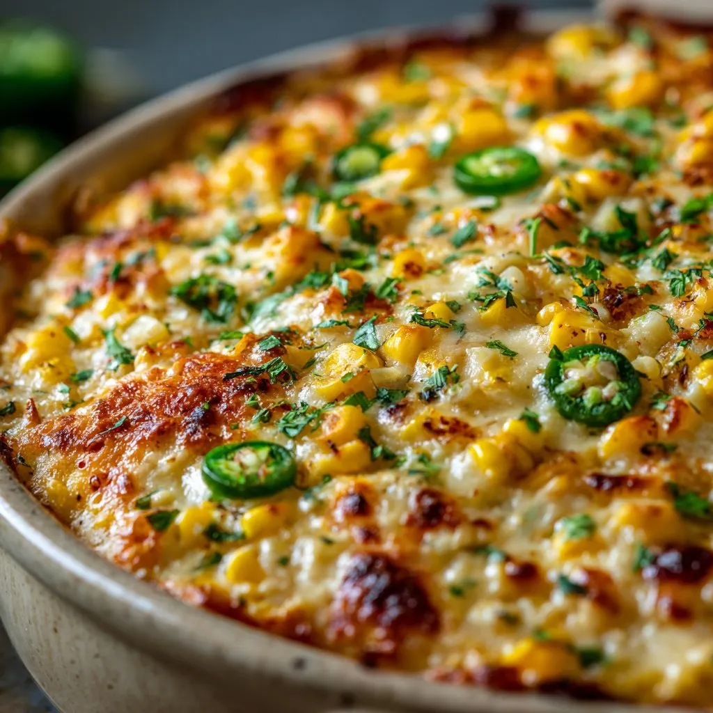 Cheesy Baked Corn Dip with Jalapeño Kick