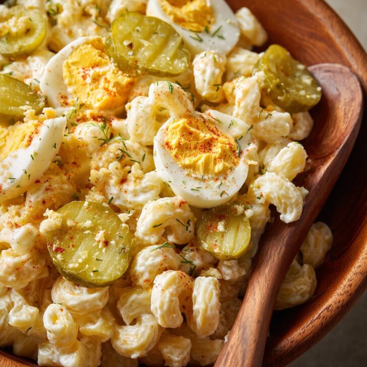 Classic Macaroni Salad with Sweet Pickles and Eggs