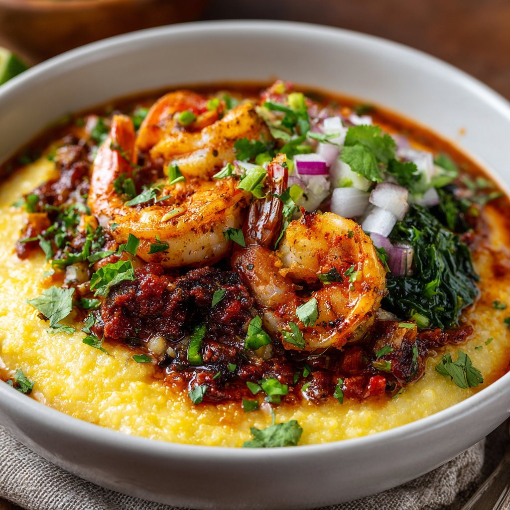 Shrimp and Chorizo Polenta Bowls with Smoky Flavor