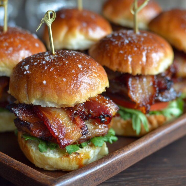 Candied Bacon BLT Sliders with Maple Glaze