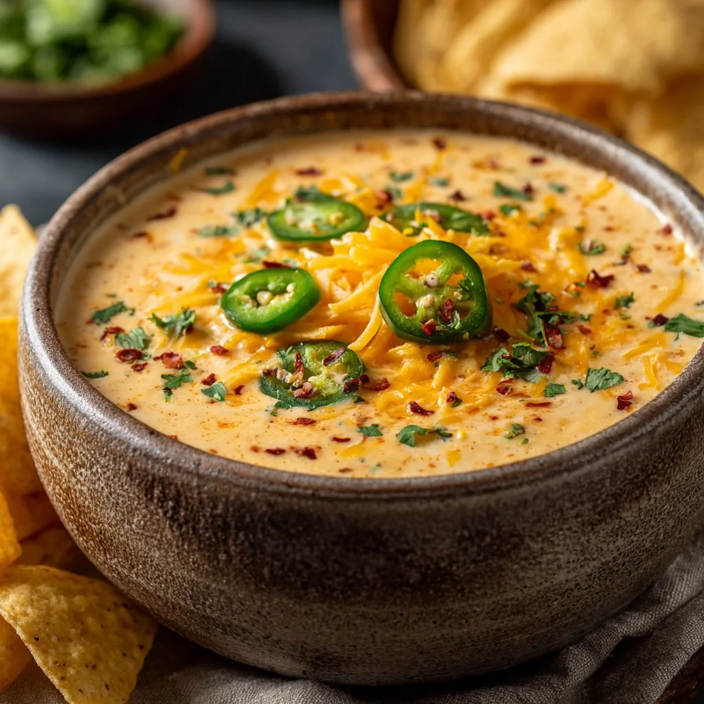 Creamy Queso Dip with Jalapeños and Cheddar