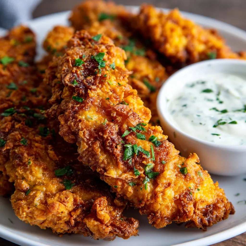 Crispy Fried Chicken Tenders with Ranch Dip