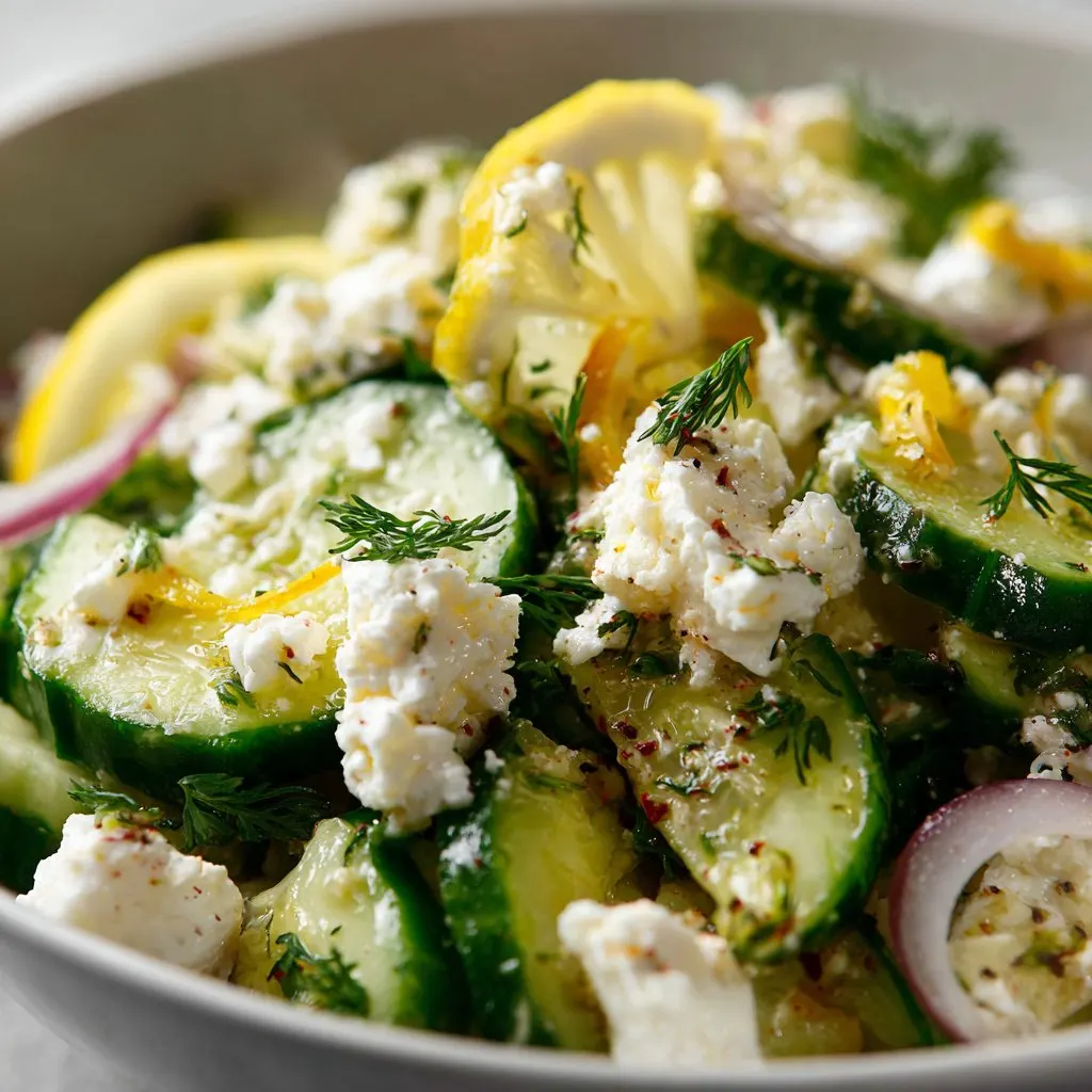 Cucumber Feta Salad with Lemon Vinaigrette