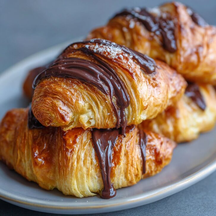 Croissants with Flaky Layers and Chocolate Filling