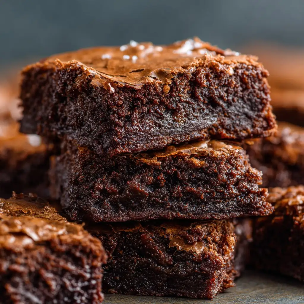 Homemade Brownies with Crackly Tops and Fudge Center