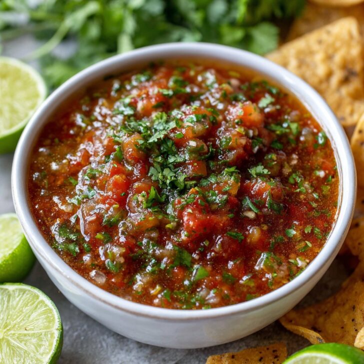 Homemade Salsa with Fresh Cilantro and Lime