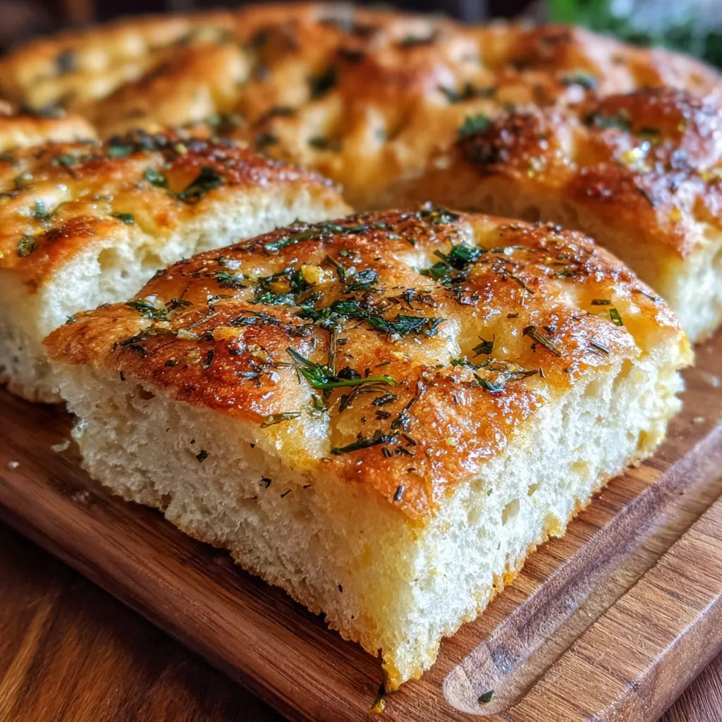 Sourdough Focaccia Bread with Garlic and Herbs