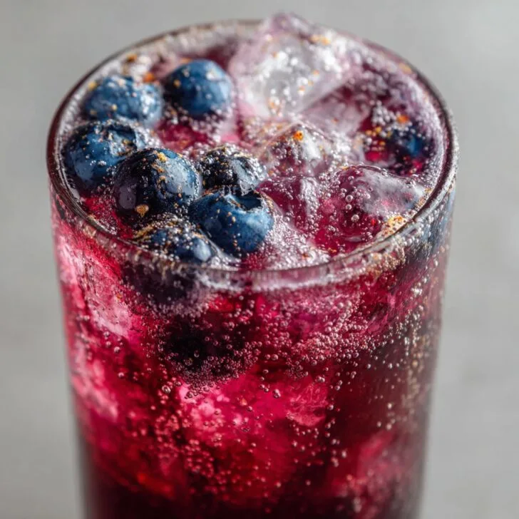 Italian Soda with Blueberry Syrup and Sparkling Water