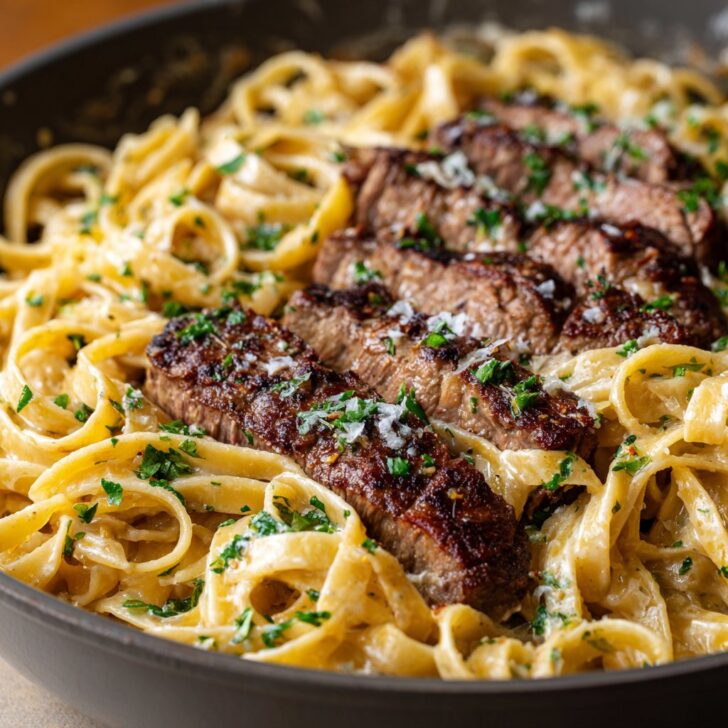 One-Pot Creamy Garlic Butter Steak and Pasta