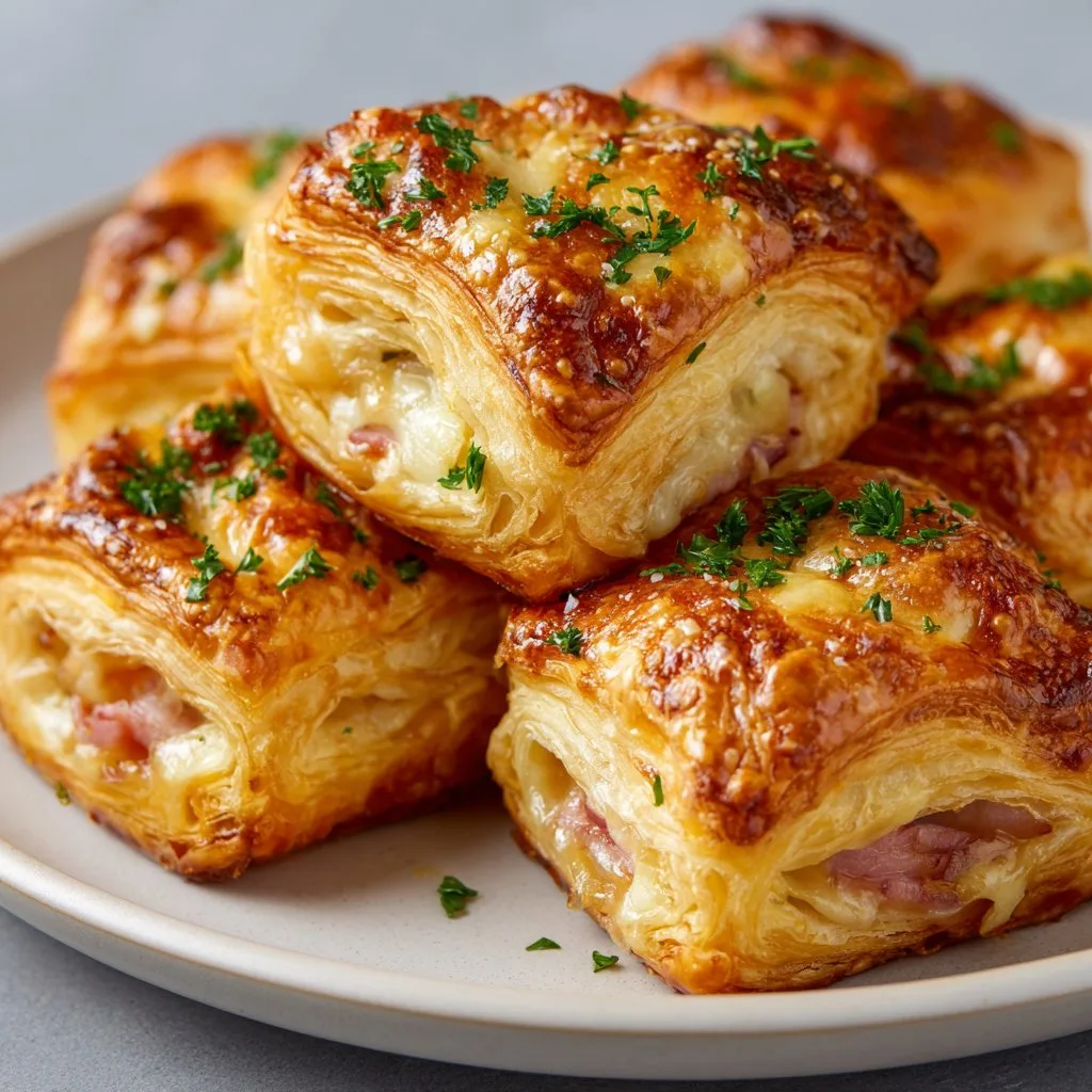 Crispy Ham and Cheese Puff Pastry Bites