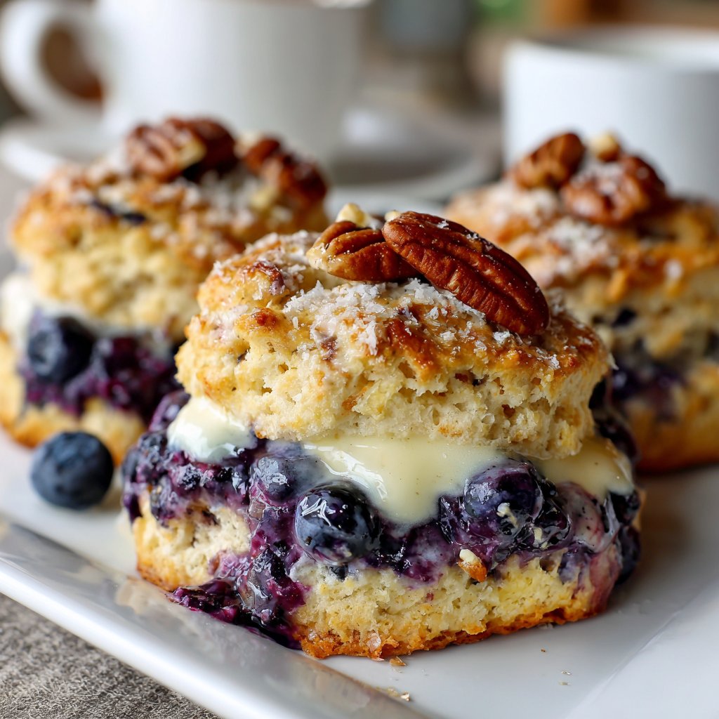 Blueberry Butter Swim Biscuits with Golden Crust