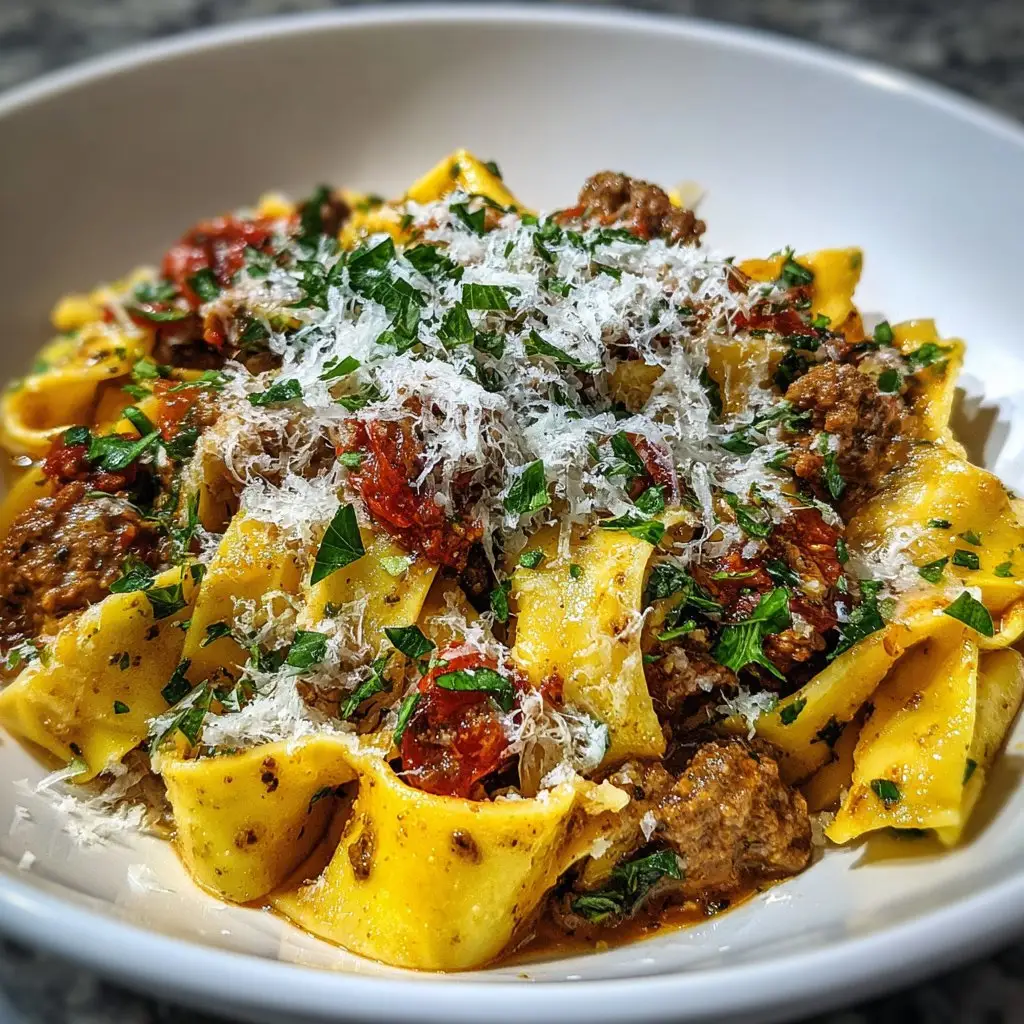 Creamy Calabrian Chili Pappardelle with Sausage