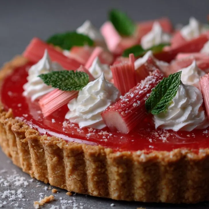 Rhubarb Cream Tart with Buttery Shortbread Crust