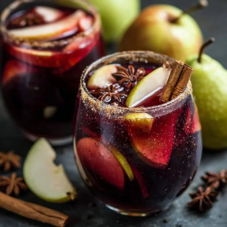 Fall Sangria with Apples, Pears, and Cinnamon
