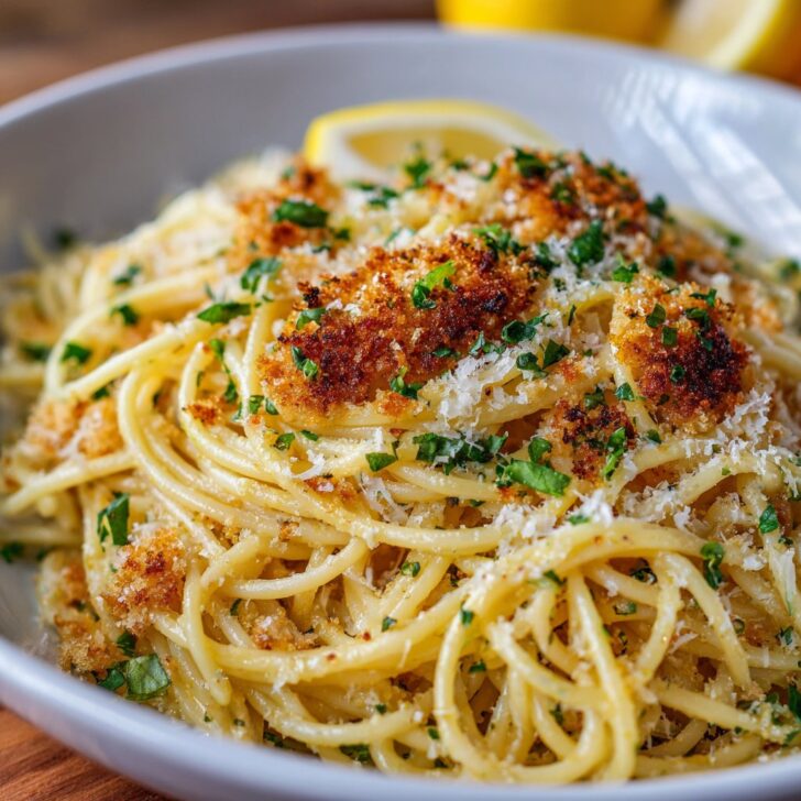 Lemon Parmesan Pasta with Crispy Breadcrumbs