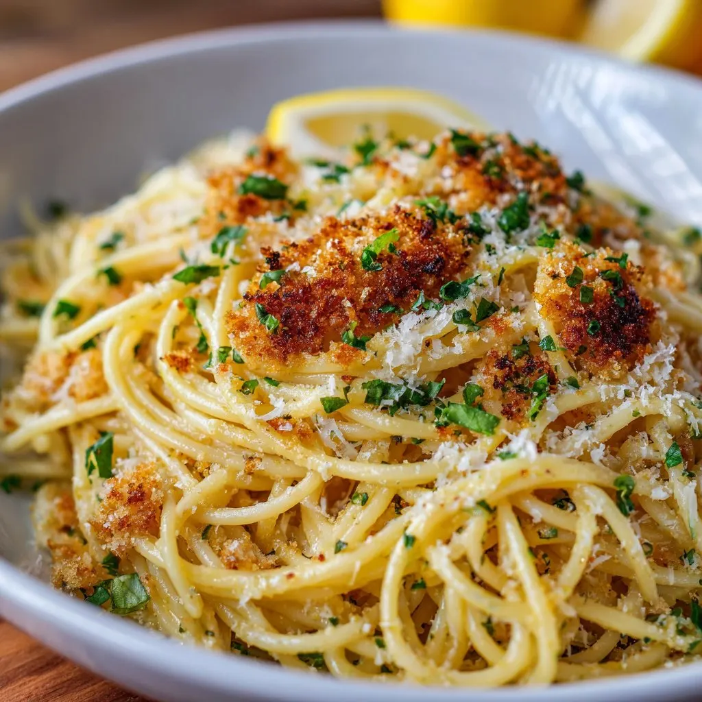 Lemon Parmesan Pasta with Crispy Breadcrumbs