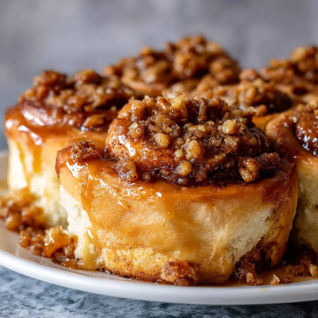Caramel Apple Cinnamon Rolls with Crumble Top
