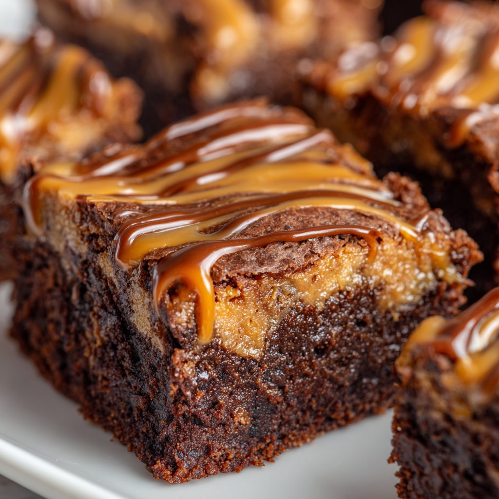Swirled Caramel Brownies with Fudgy Center