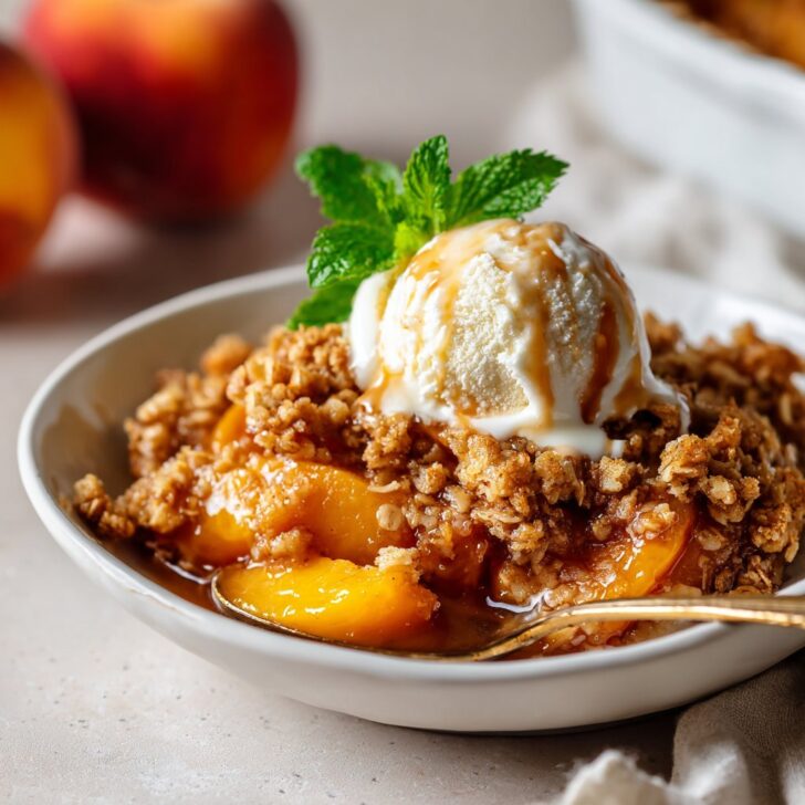 Peach Crisp with Cinnamon Oat Crumble Topping