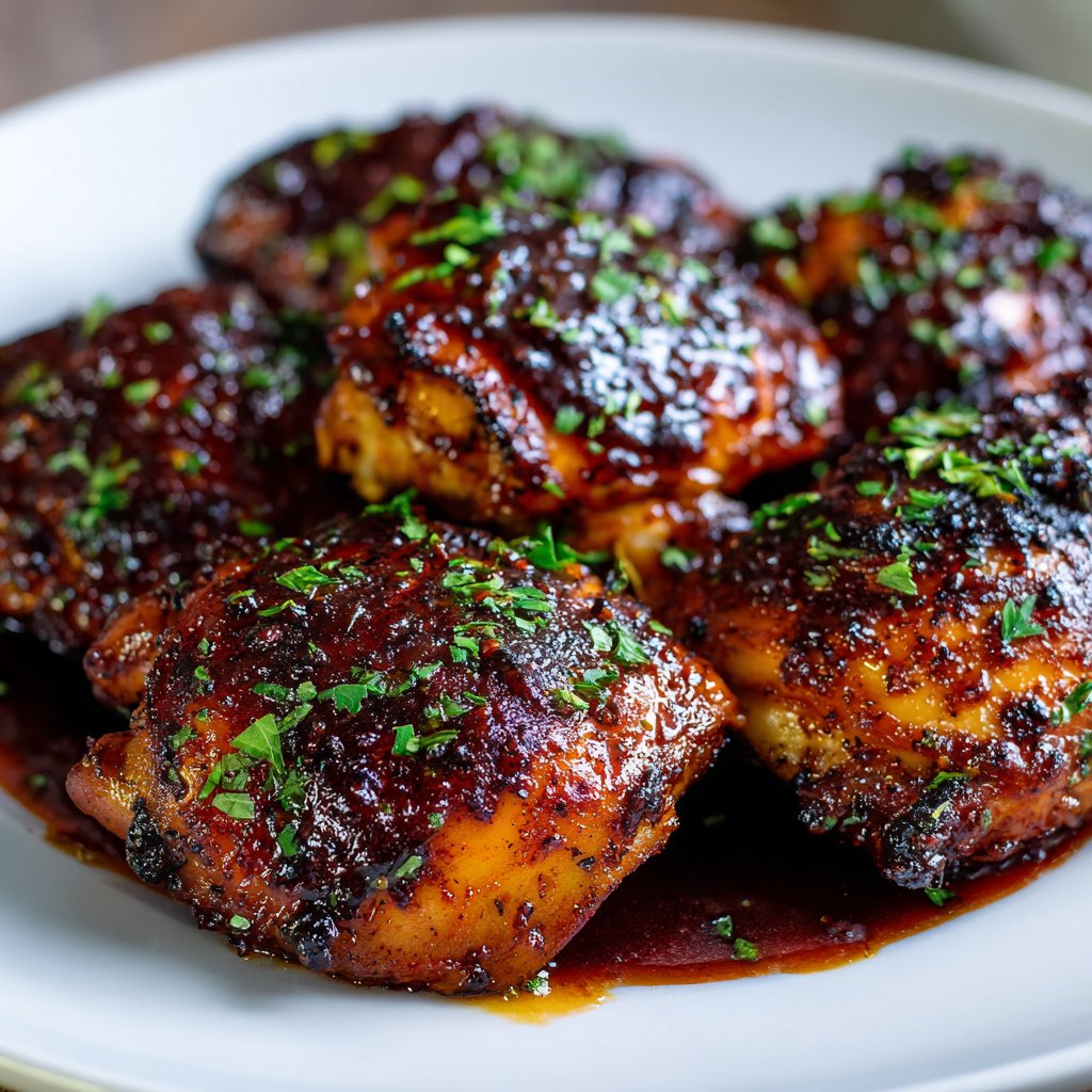 BBQ Chicken Thighs with Sticky Homemade Sauce