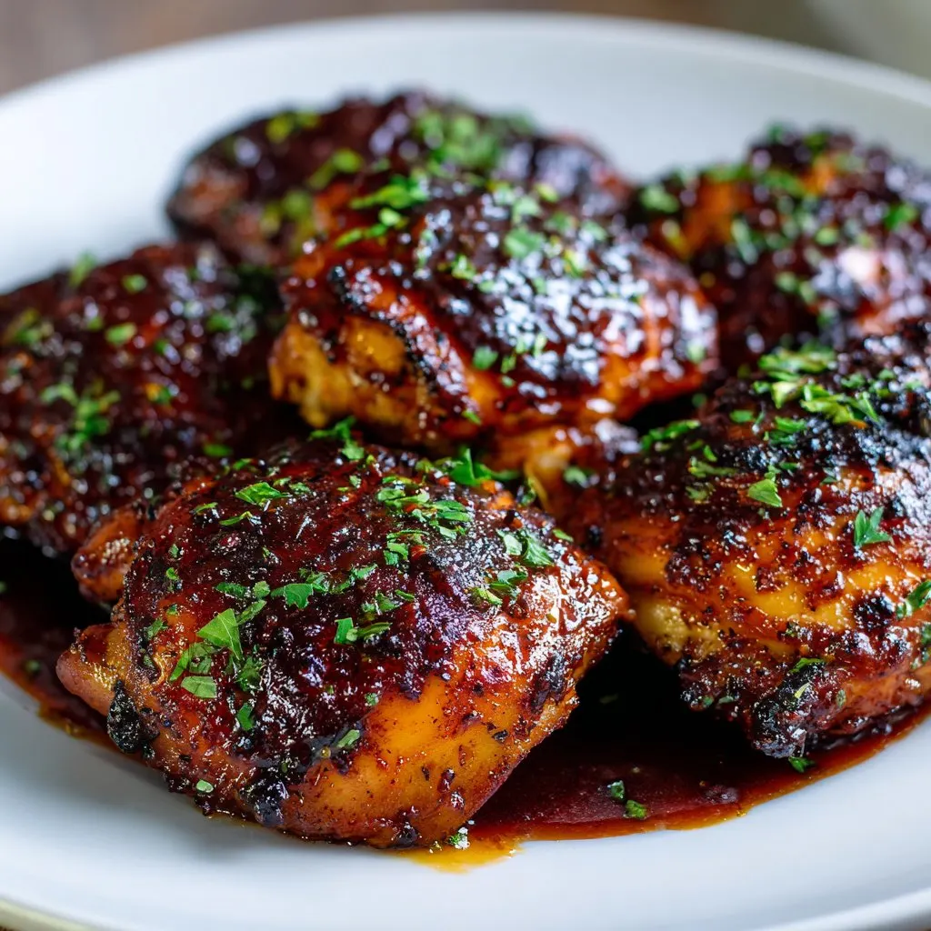 BBQ Chicken Thighs with Sticky Homemade Sauce