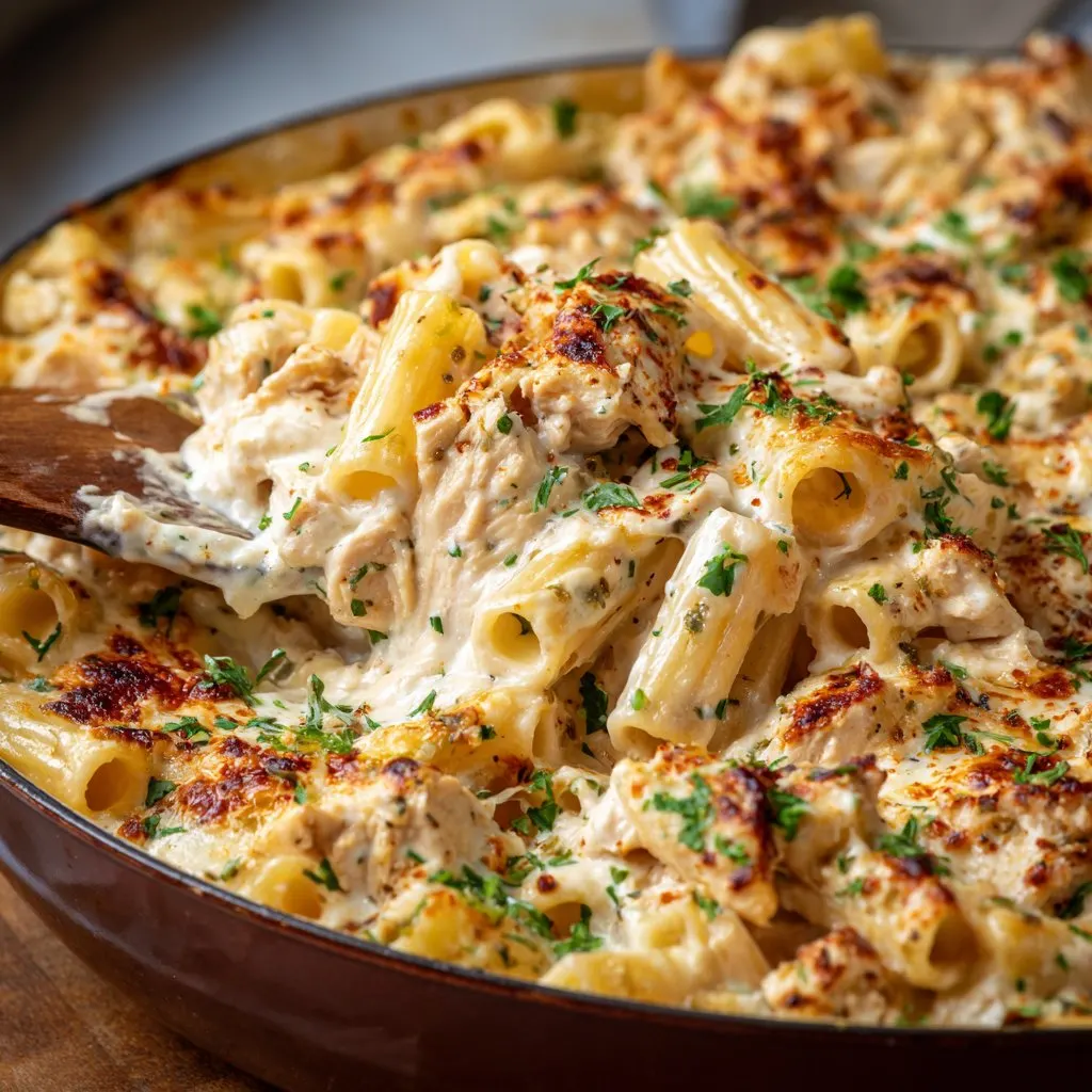 Chicken Alfredo Baked Ziti (Oven Comfort Food)