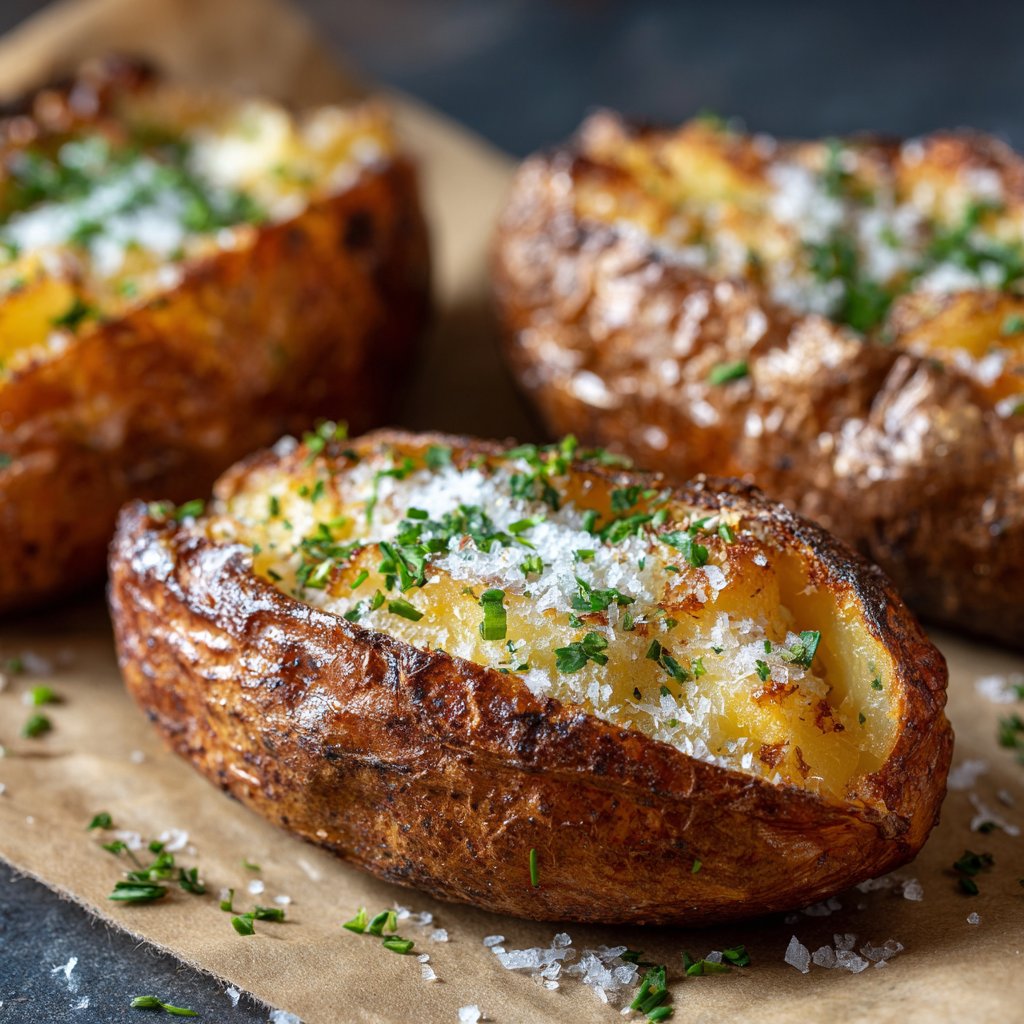 Baked Potatoes in Air Fryer with Sea Salt Skin