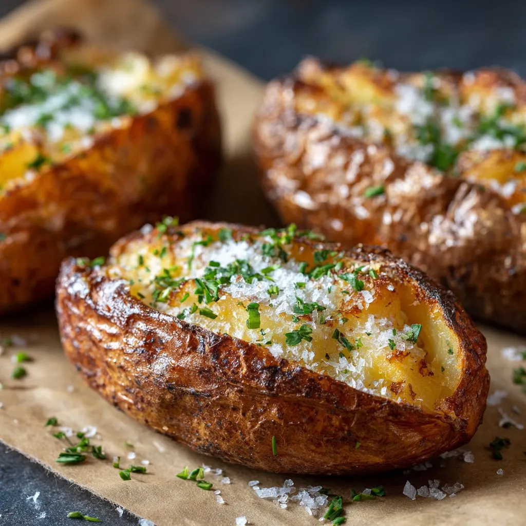 Baked Potatoes in Air Fryer with Sea Salt Skin