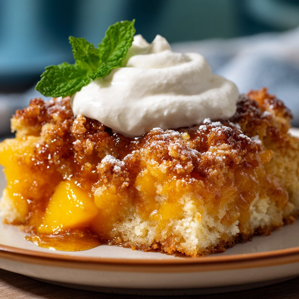 Peach Cobbler with Cream Cheese Biscuit Topping