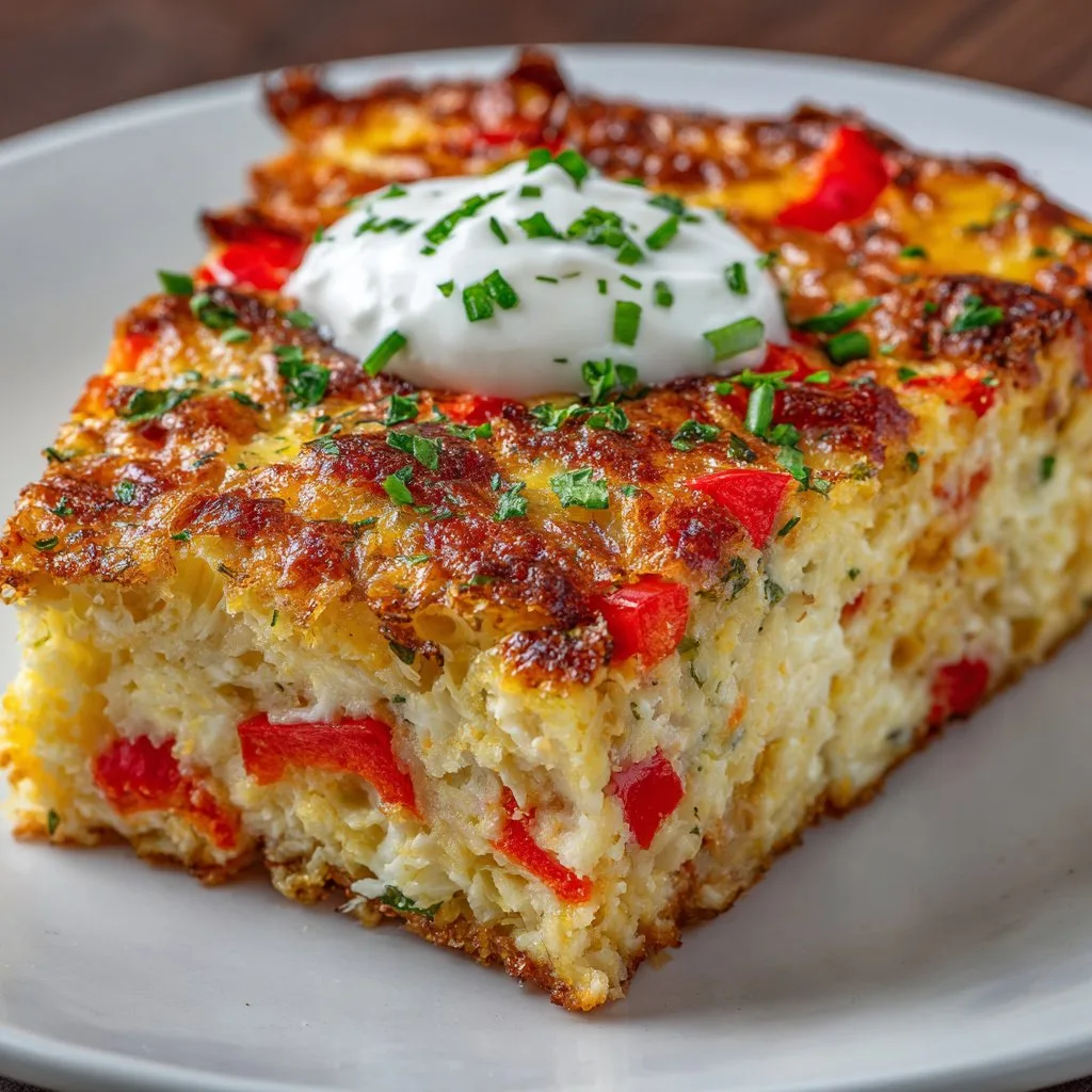 Cottage Cheese Hashbrown Bake with Bell Peppers