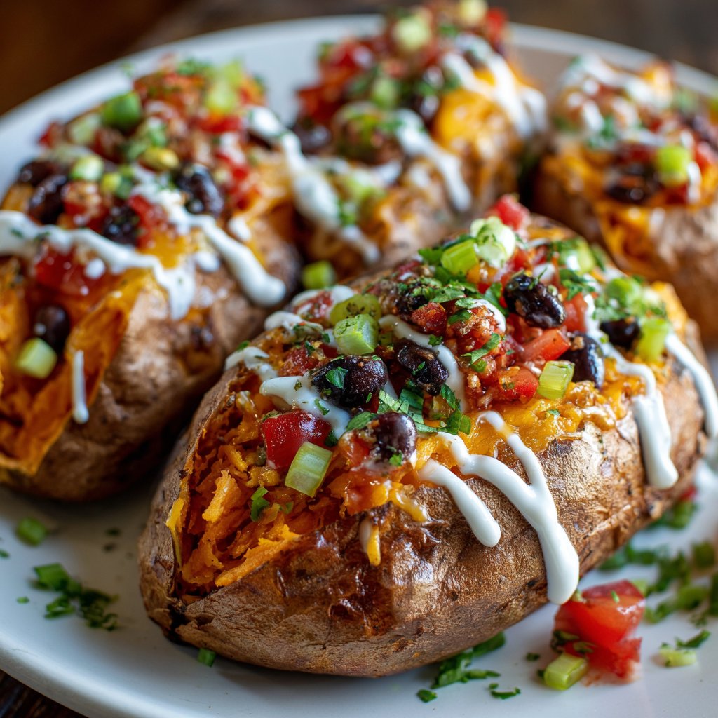 Stuffed Sweet Potatoes (Easy Vegetarian Dinner)