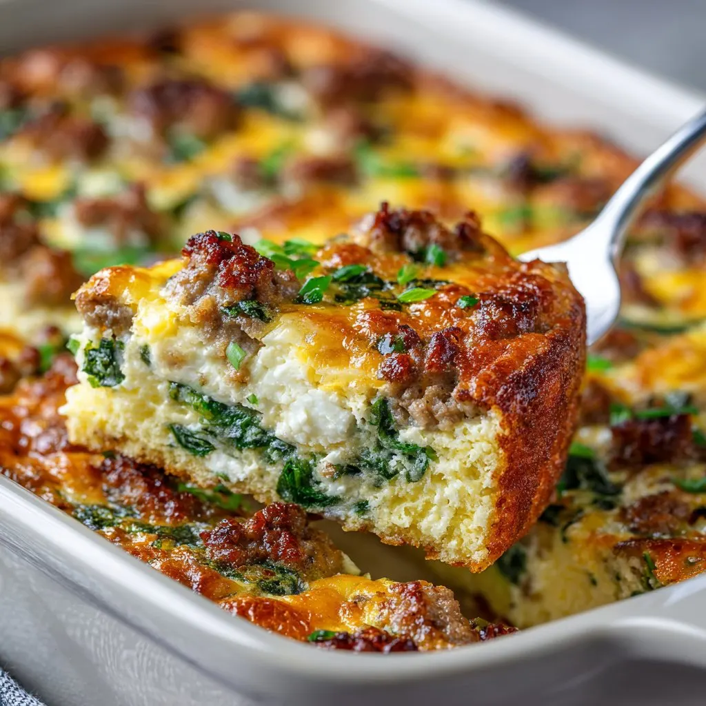 Keto Sausage Spinach Breakfast Casserole