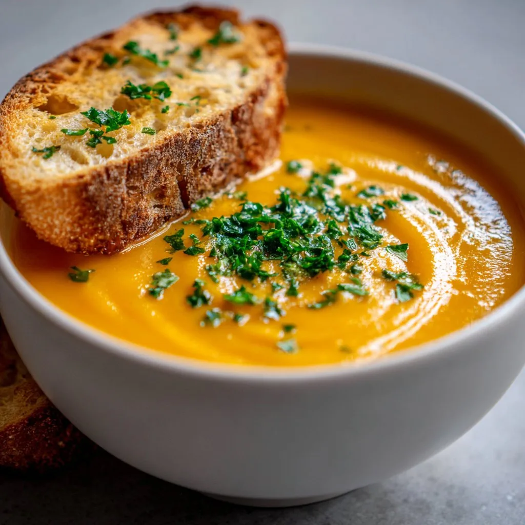 Butternut Squash Soup with Roasted Garlic