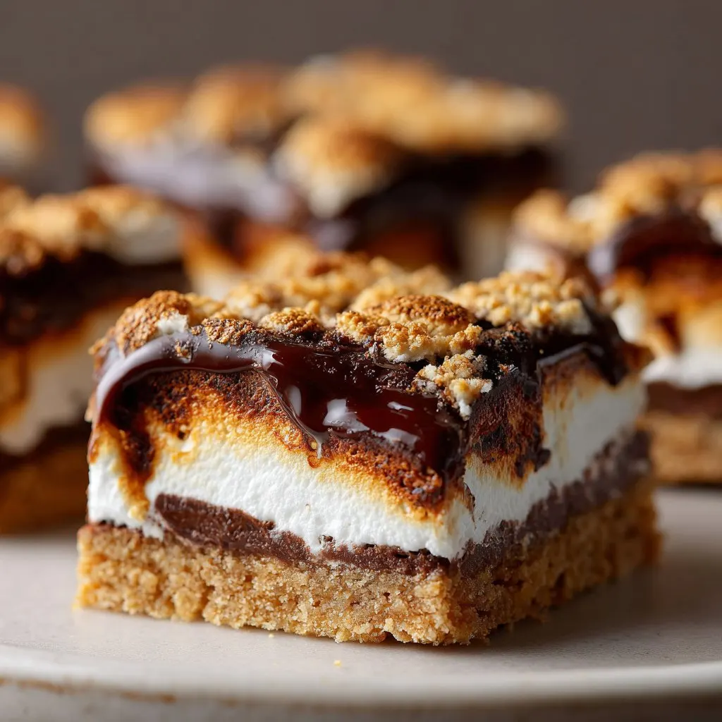 Crispy S'mores Bars with Marshmallow Layers