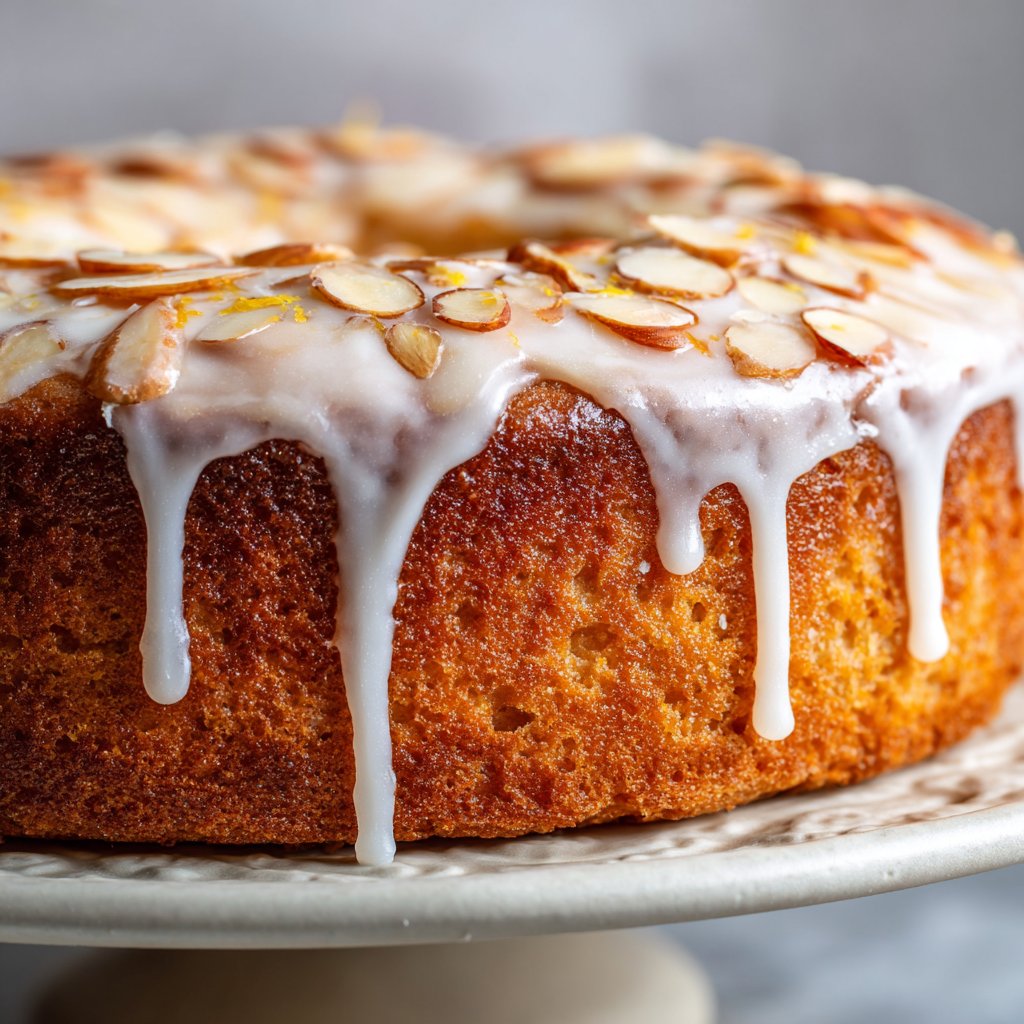Fluffy Lemon Almond Cake with Glaze