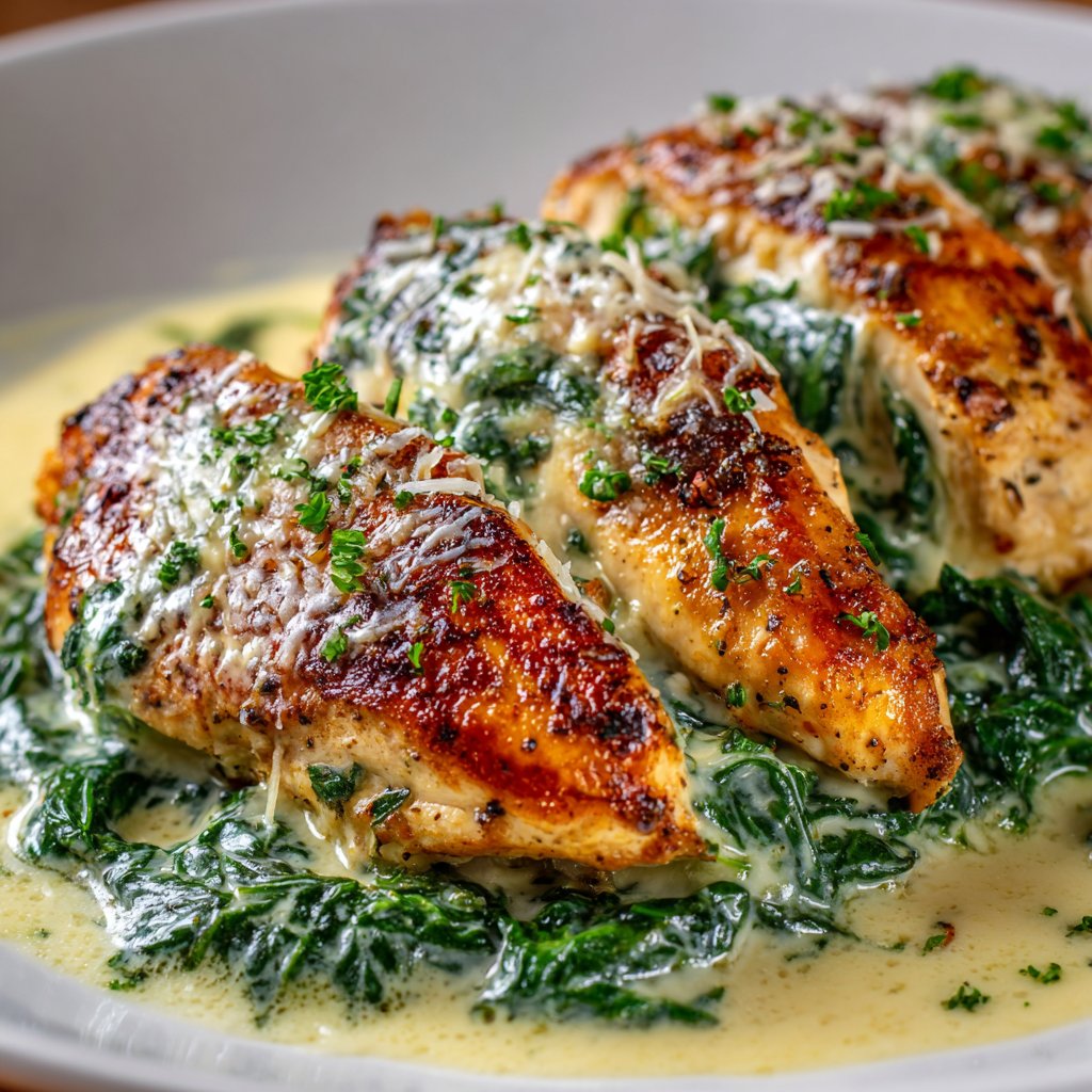 Chicken Breast in Spinach Parmesan Sauce
