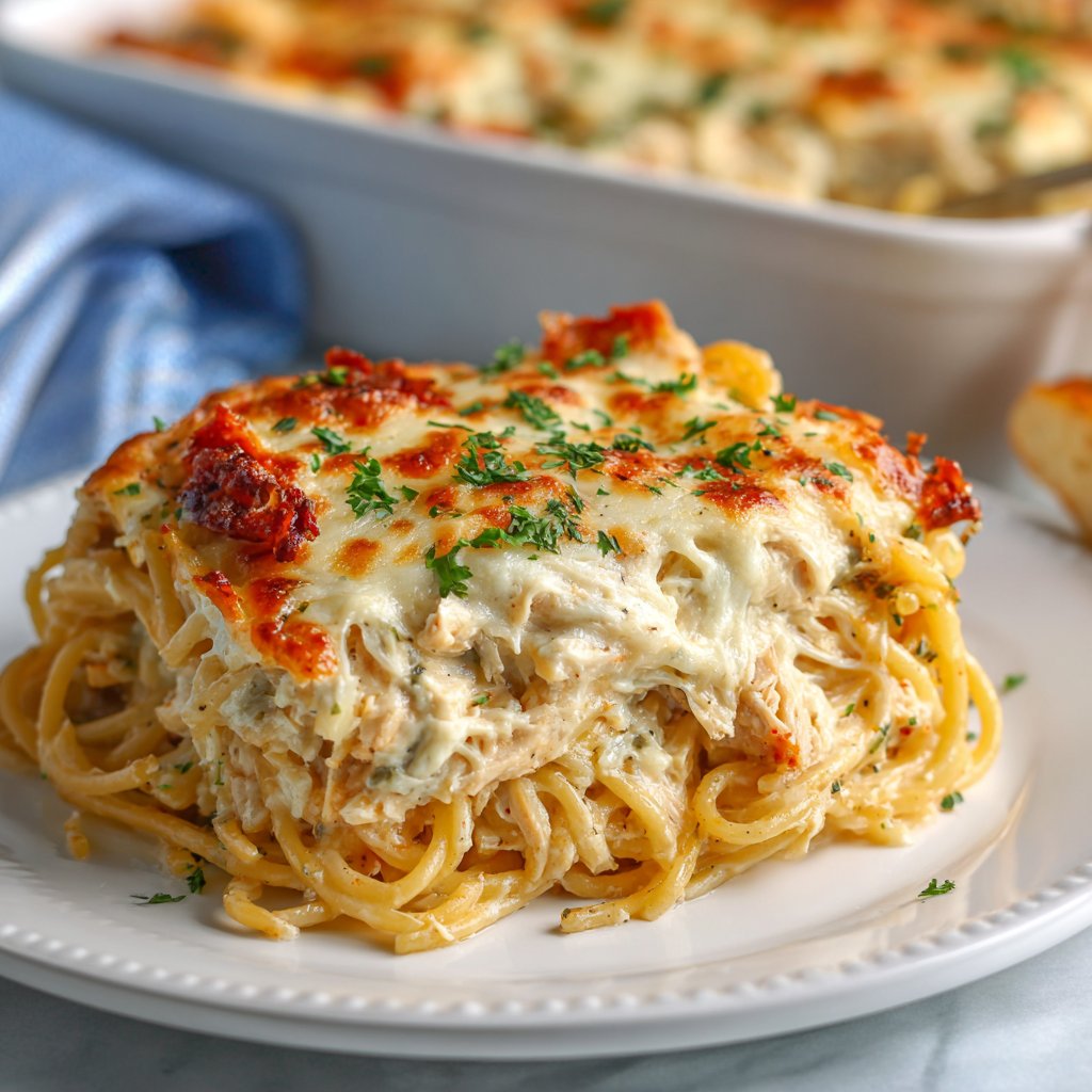 The Best Chicken Spaghetti Bake