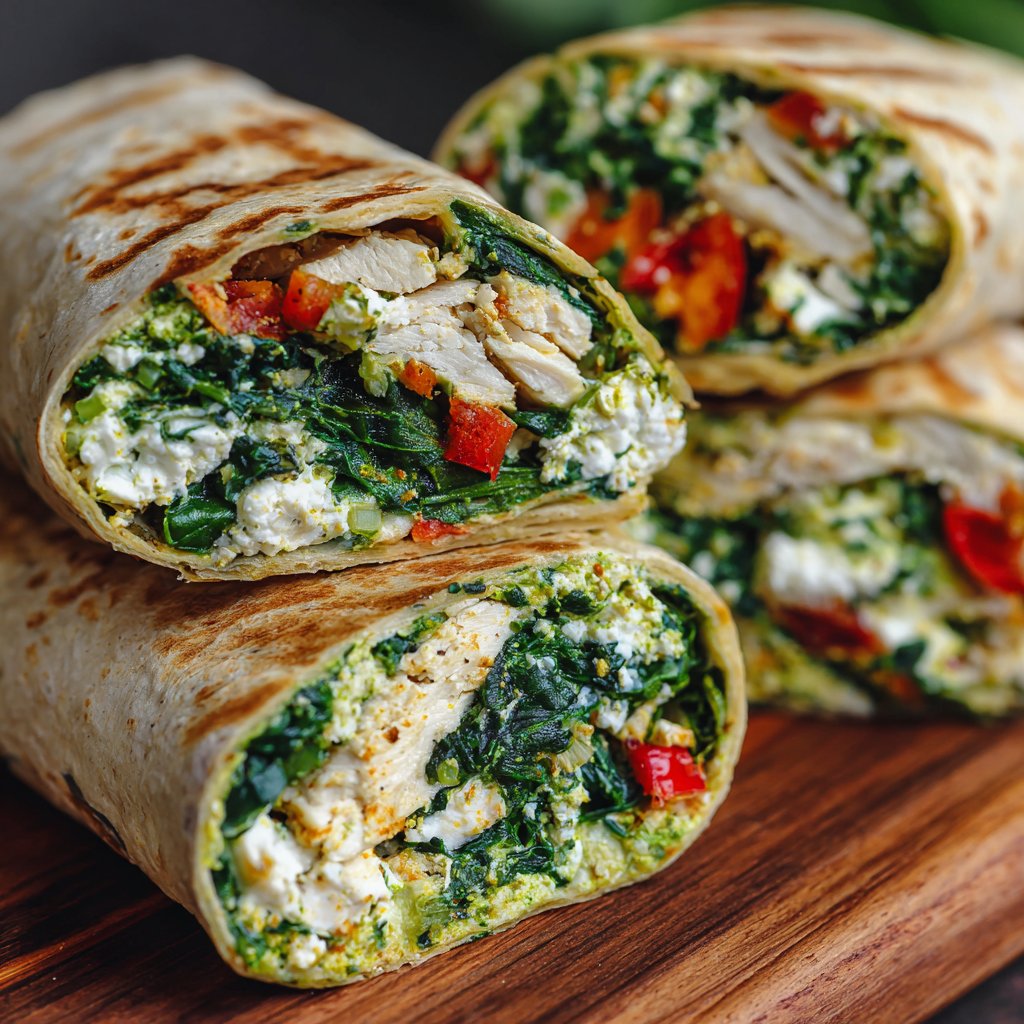 Spinach Feta Egg White Wraps