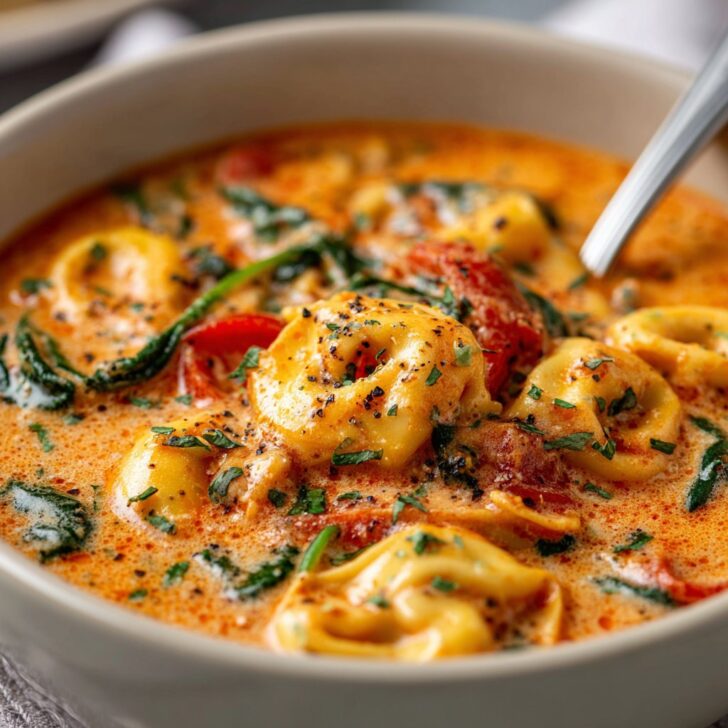 Creamy Tomato Spinach Tortellini Soup